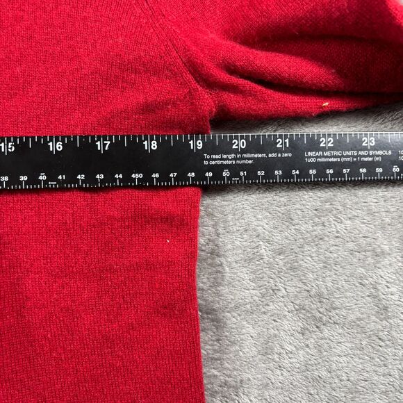 Two Bees Cashmere Women Sweater Tartan Plaid Trim Crewneck Preppy Red XL I138 - Picture 6 of 9
